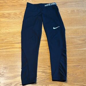 Nike Kids Black Leggings with White Logo